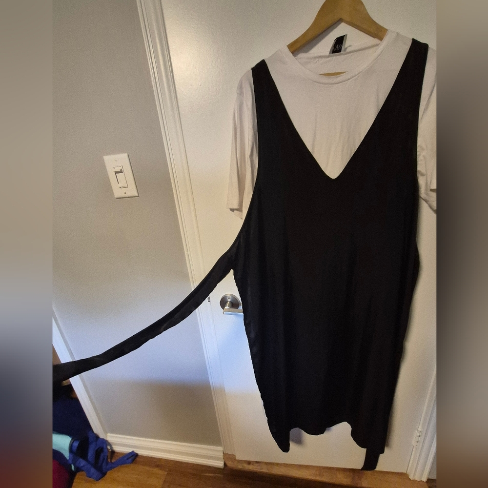 Zara White T-shirt Dress With Built In Black Wrap